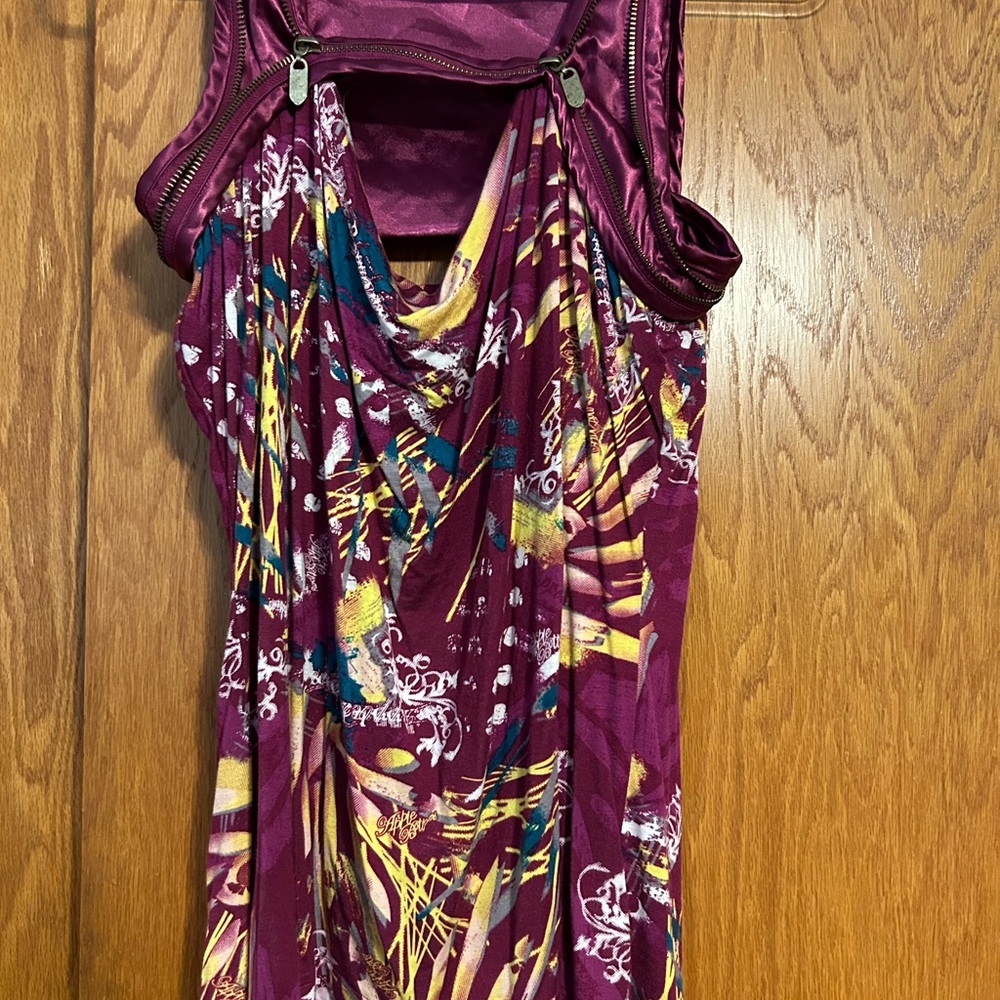 Plum zipper shirt.